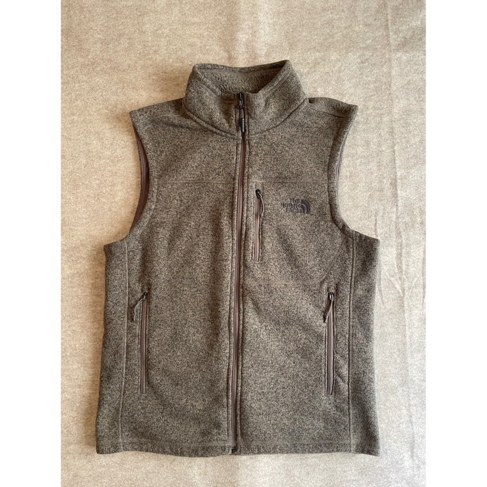The North Face Mens Gordon Lyons Fleece Vest Brown Heather Full Zip Medium